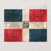 ヴィンテージの傷の付いたドミニカ共和国国旗 ポストカード (正面)
