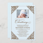 ヴィンテージの優雅%PIPE%の洗礼を施す招待状 招待状 (正面/裏面)