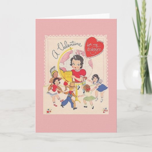 ヴィンテージの先生のバレンタインデーカード シーズンカード (正面)