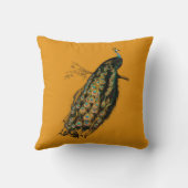 ヴィンテージの入り組んだ孔雀マスタードイエロー クッション (裏面)