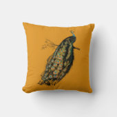 ヴィンテージの入り組んだ孔雀マスタードイエロー クッション (正面)