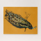 ヴィンテージの入り組んだ孔雀マスタードイエロー ジグソーパズル (横)