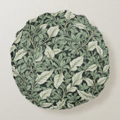 ヴィンテージの入り組んだ植物性のグリーン離れ ラウンドクッション (裏面)