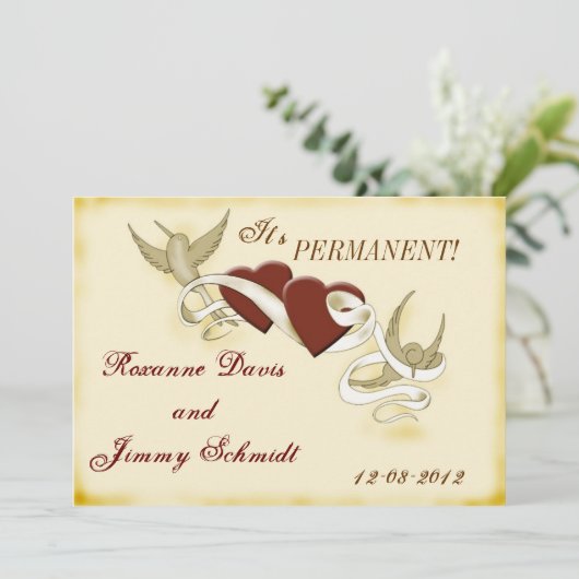 ヴィンテージの入れ墨の刺激を受けたな結婚式招待状 招待状 (スタンド正面)