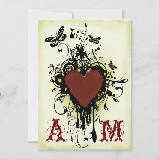 ヴィンテージの入れ墨愛結婚式招待状2 招待状 (正面)