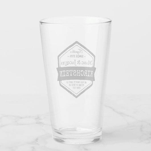 ヴィンテージの六角形記念日のロゴのリボンあなたの名前 タンブラーグラス (裏面)