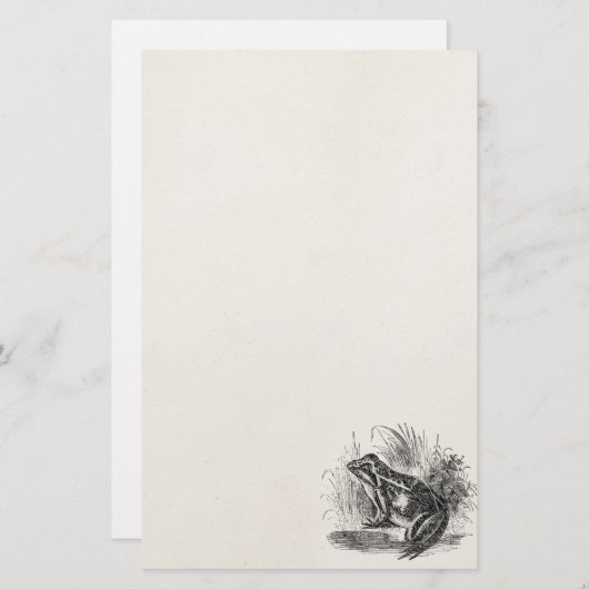 ヴィンテージの共通のカエル-ハ虫類のカエルのテンプレートのブランク 便箋 (正面/裏面)