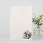 ヴィンテージの共通のカエル-ハ虫類のカエルのテンプレートのブランク 便箋 (スタンド正面)