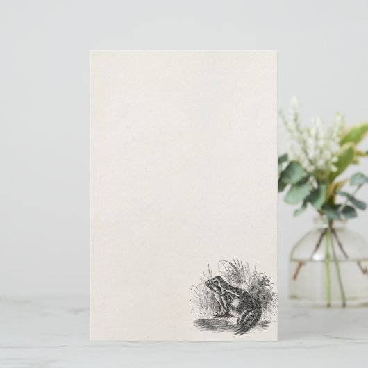 ヴィンテージの共通のカエル-ハ虫類のカエルのテンプレートのブランク 便箋 (スタンド正面)