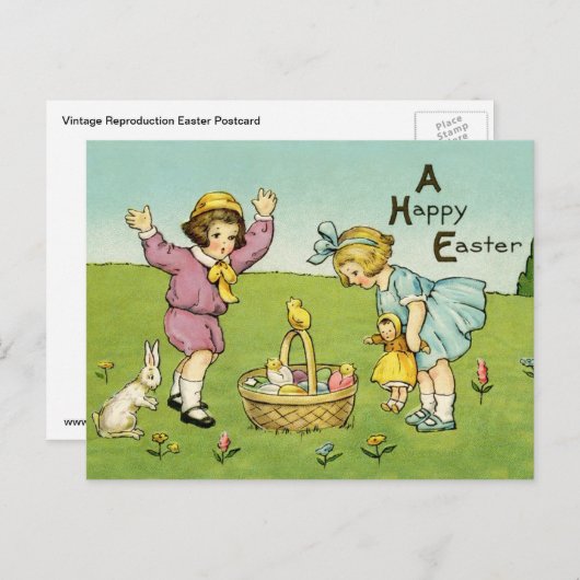 ヴィンテージの再生のイースター郵便はがき シーズンポストカード (正面/裏面)