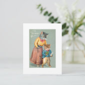 ヴィンテージの再生のクリスマスの芸術猫 シーズンポストカード (スタンド正面)