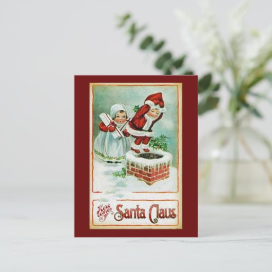 ヴィンテージの再生のクリスマスの芸術 シーズンポストカード (スタンド正面)