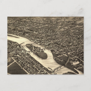 ヴィンテージの写真によるイリノイ州オーロラの地図(1882) ポストカード