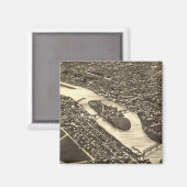 ヴィンテージの写真によるイリノイ州オーロラの地図(1882) マグネット (正面/裏面)