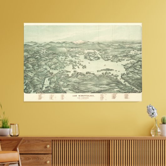 ヴィンテージの写真によるウィンニペサーキー湖の地図(1903) キャンバスプリント (インサイチュ (リビング))
