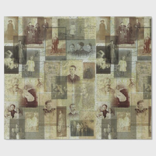 ヴィンテージの写真のコラージュのギフト用包装紙 ラッピングペーパー (フラット)