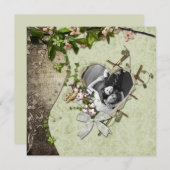 ヴィンテージの写真のハートの切り出しの保存日付 セーブザデート (正面/裏面)