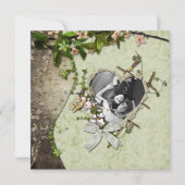 ヴィンテージの写真のハートの切り出しの保存日付 セーブザデート (正面)