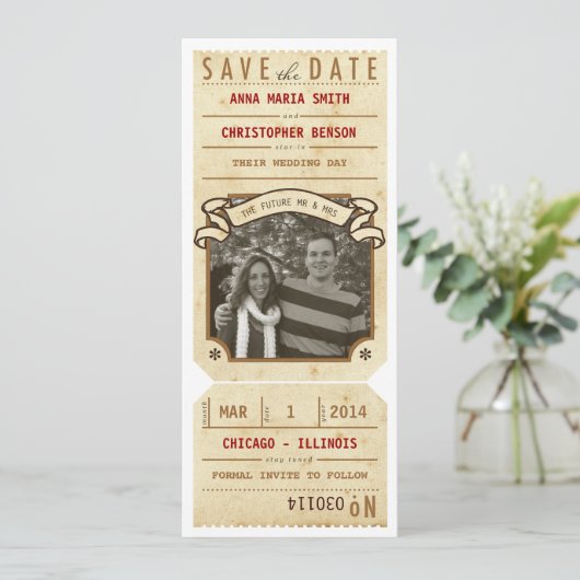 ヴィンテージの写真の劇場のPlaybillのチケットの保存の日付 セーブザデート (スタンド正面)