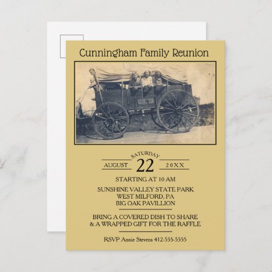 ヴィンテージの写真の家族会 インビテーションポストカード (正面/裏面)