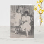 ヴィンテージの写真の母および娘の挨拶状 カード (黄色い花)
