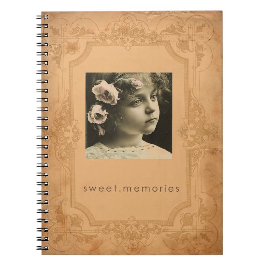 ヴィンテージの写真の螺線形ジャーナル ノートブック (正面)