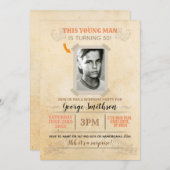 ヴィンテージの写真の誕生日のスタイルの驚きの招待状 招待状 (正面/裏面)