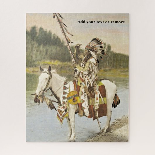 ヴィンテージの写真は先住民のアメリカ人のインド人のチーフだった ジグソーパズル (縦)