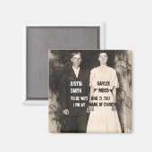 ヴィンテージの写真新郎新婦の日付を保存 マグネット (正面/裏面)