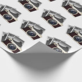 ヴィンテージの写真用カメラのイラストレーションパターン ラッピングペーパー (角)