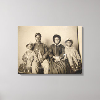 ヴィンテージの写真：Union Soldier with Family キャンバスプリント