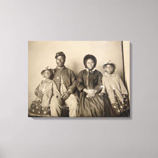 ヴィンテージの写真：Union Soldier with Family キャンバスプリント (正面)