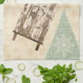 ヴィンテージの冬のそり雪の結晶の素朴なそり キッチンタオル (折り畳み)