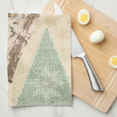 ヴィンテージの冬のそり雪の結晶の素朴なそり キッチンタオル (四つ折り)