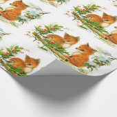ヴィンテージの冬のキツネ ラッピングペーパー (角)