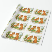 ヴィンテージの冬のキツネ ラッピングペーパー (アンロールド)