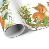 ヴィンテージの冬のキツネ ラッピングペーパー (ロールコーナー)