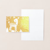 ヴィンテージの冬のシカのクリスマスの挨拶 箔カード (ディスプレー)