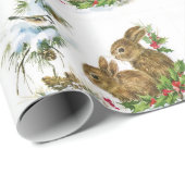 ヴィンテージの冬のバニー ラッピングペーパー (ロールコーナー)