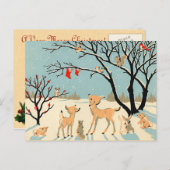 ヴィンテージの冬の不思議の国 シーズンポストカード (正面/裏面)