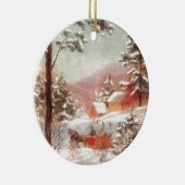 ヴィンテージの冬の国の風景 セラミックオーナメント (右)