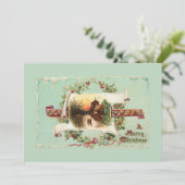 ヴィンテージの冬の景色とクリスマスの挨拶 シーズンカード (スタンド正面)