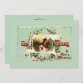 ヴィンテージの冬の景色とクリスマスの挨拶 シーズンカード (正面/裏面)