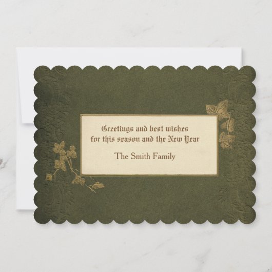 ヴィンテージの冬の景色とクリスマスの挨拶 シーズンカード (裏面)