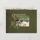 ヴィンテージの冬の景色とクリスマスの挨拶 シーズンポストカード (正面/裏面)