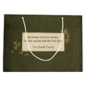 ヴィンテージの冬の景色とクリスマスの挨拶 ラージペーパーバッグ (裏面)