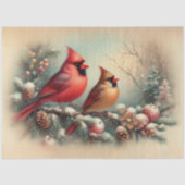 ヴィンテージの冬の深紅色の森のデコページ 薄葉紙 (正面)