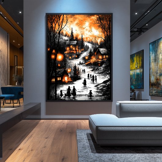 ヴィンテージの冬の輝き – ランタンライトビレッジ ポスター