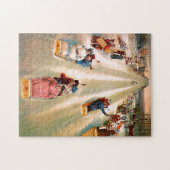 ヴィンテージの冬の雪そりライダー ジグソーパズル (横)