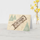 ヴィンテージの冬の雪の結晶の素朴な木 カード (黄色い花)